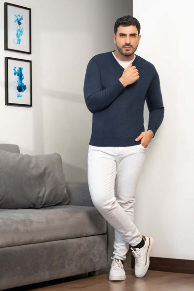 Sweater Básico Cuello V - Hombre - Ref: 5489